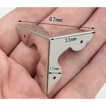 ［ 木頭仁 ］邊長33mm白鎳色三面金屬包角木盒包邊角禮盒護角鐵質防撞角碼