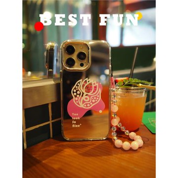 BESTFUN原創設計適用16promax手機殼補妝鏡蘋果15promax鏡面14pro手機殼