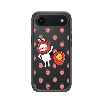 iPhone Air Mod NX -邊框背蓋組合 (相機按鈕) 黑 - 懶散兔與啾先生 Lazy Rabbit and Mr.Chu - 草莓