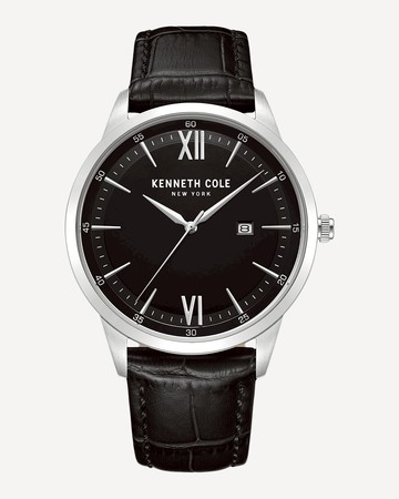 Kenneth Cole | Modern Classic Slim Leather Strap Watch in Black