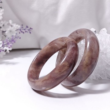 冰種紫紅金色瑪瑙 玉瓍 水墨風 事業成功 招財 手鐲 17.5cm 禮物