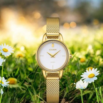 CITIZEN 星辰錶 極簡雅緻時尚女錶 手錶 金色-EZ7008-58A/26MM