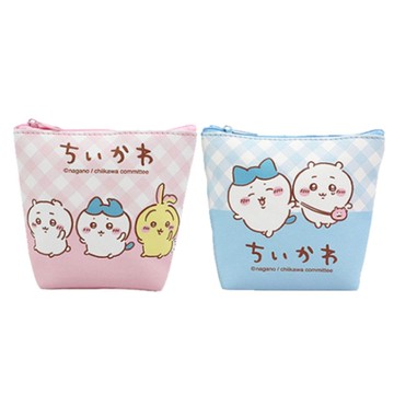 吉伊卡哇 特大斜紋皮革錢包-粉/藍