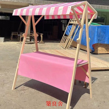 免運 開立發票 展示架 支架 展架 資料架 落地展示架 防腐木售貨車木制擺攤車小推車商場集市地攤展示架移動可折疊夜市