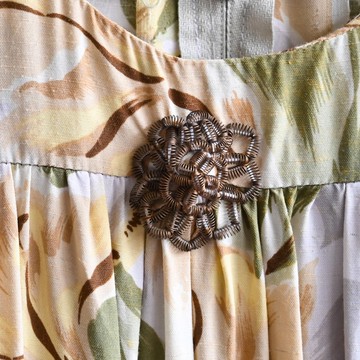 【蛋植物古著】藤型精工珠飾印花古著洋裝