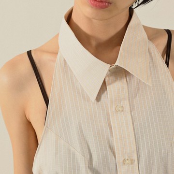 【NaSuBi Vintage】Upcycling削肩綁帶古著襯衫