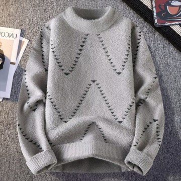 圓領毛衣針織衫男潮牌帥氣秋冬季打底衫2024新款男士氣質緊身上衣