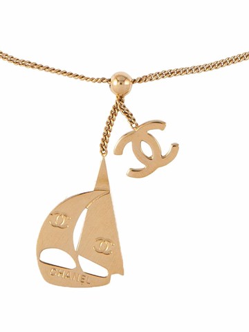 CHANEL Pre-Owned - 2002 boat pendant necklace - women - Gold Plated Brass - One Size