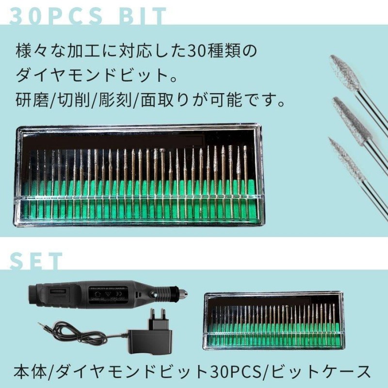 ホビールーターセット ペンルーター 電動リューター 30種ダイヤモンドビット付き | LINEブランドカタログ