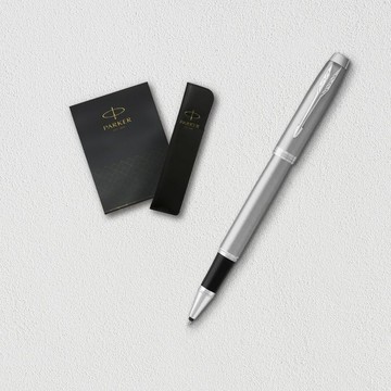 【PARKER】新IM入門款 鋼桿白夾鋼珠筆 真皮筆套禮盒 客製化刻字