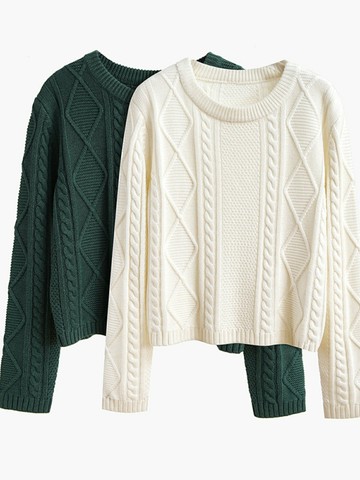 【重工五針】 麻花毛衣女羊毛衫高腰短款加厚外穿秋冬寬松打底衫