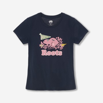 Roots女裝- HERITAGE PREP 短袖上衣 (軍藍色)