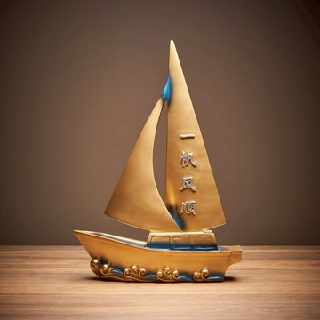 創意家居飾品玄關客廳酒柜電視柜辦公桌面擺件一帆風順帆船工藝品