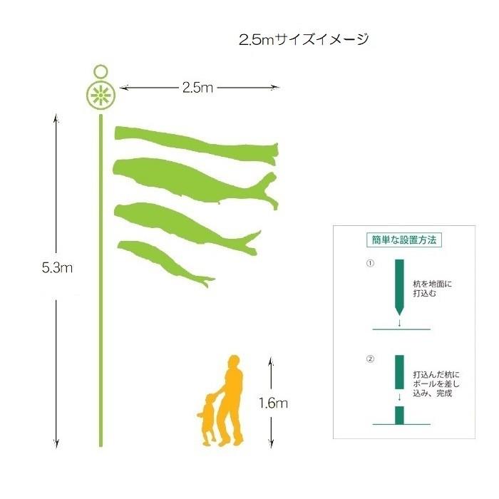 徳永 鯉のぼり 庭園用 ガーデンセット 杭打込式 ポールフルセット 2.5m