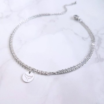 祝福Blessing。雙鍊白鋼腳鍊  不怕水不變色防過敏