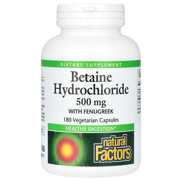 Natural Factors, 含糊蘆巴的甜菜堿鹽酸鹽，500 毫克，180 粒素食膠囊