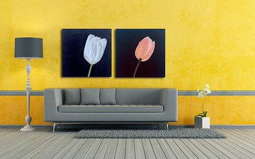 一套 2 花畫 原畫 花卉畫 掛畫