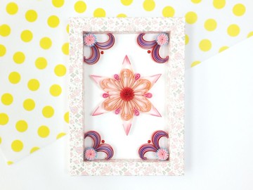 手作捲紙裝飾相框-雪之戀 雪花擺飾 粉色系