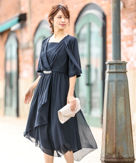 結婚式 お呼ばれ 二次会 ２点セット ウエストビジュー前開きワンピースドレス ジョーゼットボレロ 大きいサイズ スマイルランド 謝恩会 パーティドレス Dress 通販 Lineポイント最大1 0 Get Lineショッピング