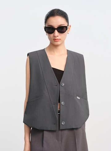 率性立體抽褶背心