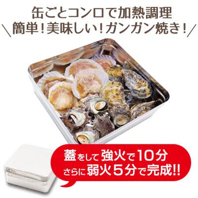 ふるさと納税 越前町 豪快・浜の味! 海鮮缶焼き　国産「貝づくし」3種盛り(サザエ、殻付きカキ、片貝ほたて)