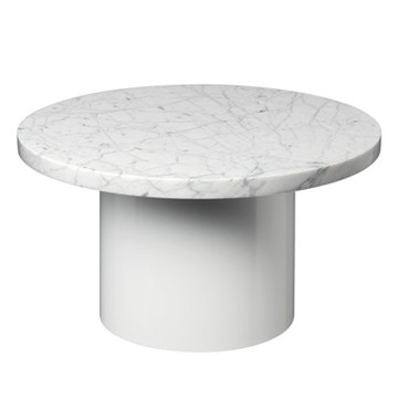 Enoki 蕈菇大理石邊桌（70cm、白桌白腳）