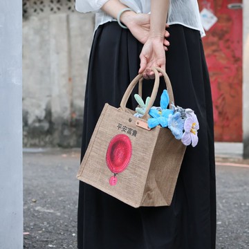 【本革工坊】新紅龜粿亞麻手提袋 防水 便當袋 生日禮 情人節禮物