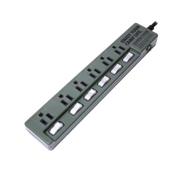 [家速配]ADAMOUTDOOR六開六插延長線1.8M-綠色
