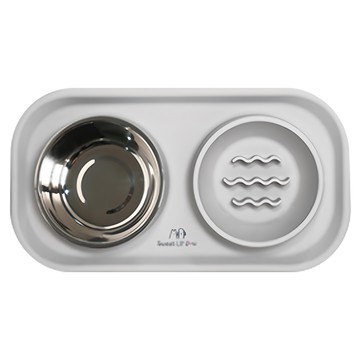 Sweet Lil' Monster 怪獸寶貝 3合1毛寶貝慢食碗 100%食用級安全矽膠 304不鏽鋼碗  煙霧灰  1組