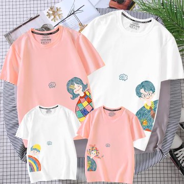 高端不一樣的親子裝夏裝2026新款潮短袖T恤一家三四口母女母子裝