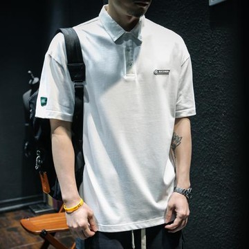夏季白色純棉短袖t恤男polo衫寬松潮牌ins大碼半袖美式翻領體恤潮