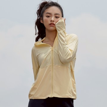 連帽款冰涼感超薄防曬外套-鵝黃