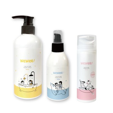 Wewee! 全身洗香香+舒膚精華+潤潤乳 經典必敗組合 洗髮 沐浴 潤膚乳 舒膚精華油