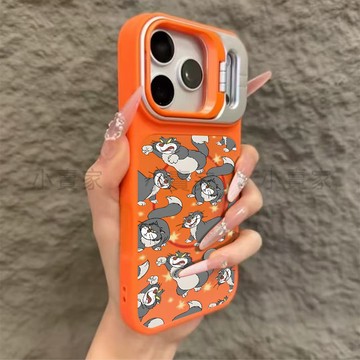 《卡通湯姆貓和老鼠》磁吸鏡頭磨砂支架手機殼 iPhone 17 16 15 14 13 12 11 Pro Max保護殼