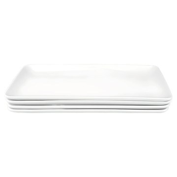 Love 骨瓷陶瓷長方形盤  長方形盤  4個  白色