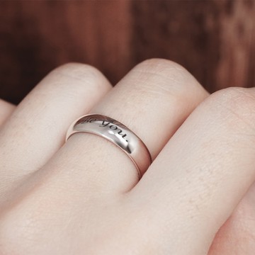 ART64 純銀 圓弧銀戒【單面刻字】5mm寬版 925純銀戒指 訂製 男戒 女戒 中性戒指