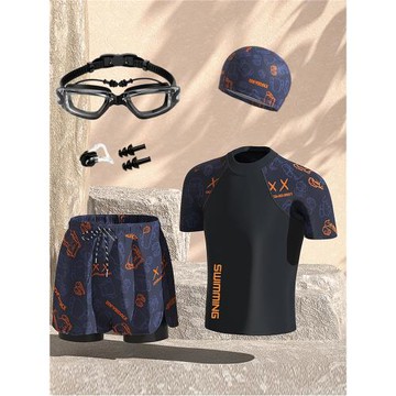 青少年大童胖男孩專業訓練泳衣泳褲防尷尬高初中學生游泳套裝大碼