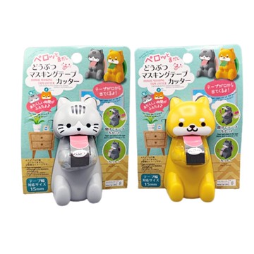 日本大創 DAISO 可愛動物造型膠帶切割器 膠帶台 紙膠帶 柴犬/灰貓【南風百貨】