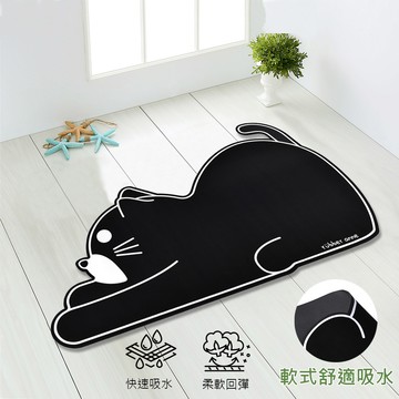 【rubber anne】10秒頂吸 軟式珪藻土吸水地墊 黑白動物園(貓咪)