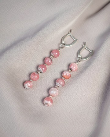 菱錳礦 925銀耳環，金牛座寶石，天秤座水晶