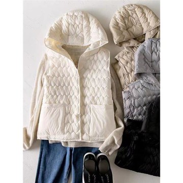 外貿品牌專柜撤柜韓國東大門輕薄羽絨馬甲女內膽連帽馬夾背心外套