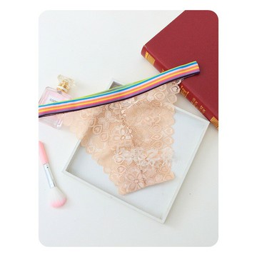 彩色條紋純棉底襠透氣蕾絲內褲《C323》