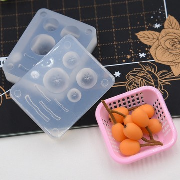 微縮食玩diy迷你立體枇杷水果模具 超輕粘土手工娃屋高透矽膠模具 翻糖模具 粘土工具