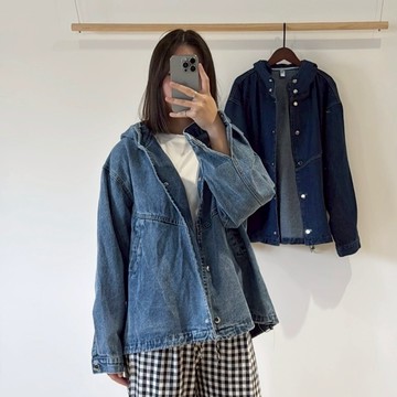 單寧外套 連帽外套 寬鬆牛仔外套 罩衫 慵懶風長袖牛仔襯衫 牛仔外套 帽T 牛仔襯衫 男友風 美式外套 夾克 寬鬆外套