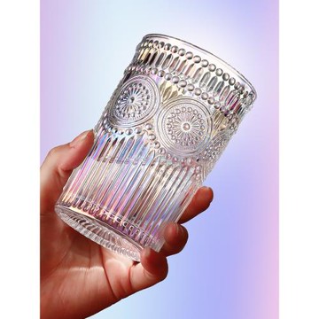 大容量耐高溫太陽花玻璃杯復古浮雕杯子家用網紅高顏值水杯套裝