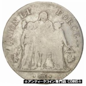 アンティークコイン コイン 金貨 銀貨 FRANCE, Union et Force, Francs, 1798, Bayonne, KM 639.6, VF