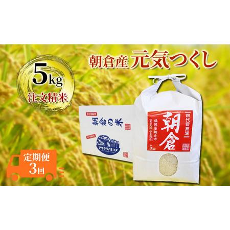 ふるさと納税 定期便 3ヶ月 米 5kg 元気つくし 注文精米 朝倉産 こめ お米 3回 お楽しみ 福岡県朝倉市