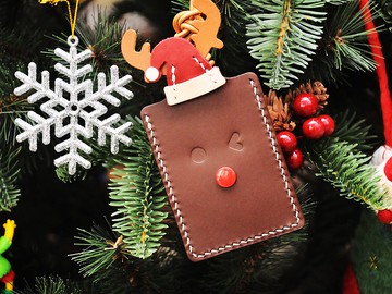 聖誕小鹿卡片套 皮革材料包 聖誕樹 聖誕老人 皮革DIY 聖誕禮物