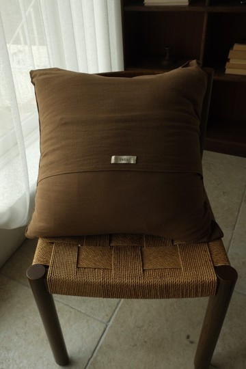 基礎靠墊套 - 紗布+亞麻駝棕色