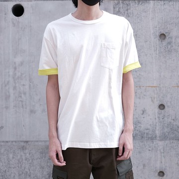 夏日寬版口袋T 中性T恤 /簡約款式/純棉材質/藍染/素T/情侶/禮物